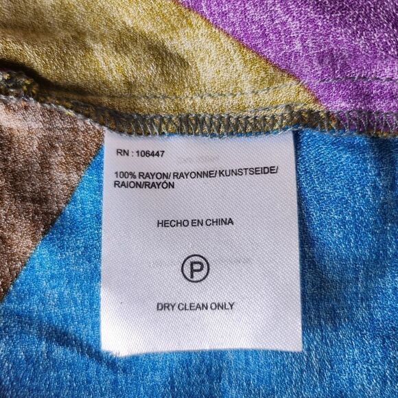 Hichè women's colorful size Large colorblock flutter sleeve casual blouse - Picture 7 of 7